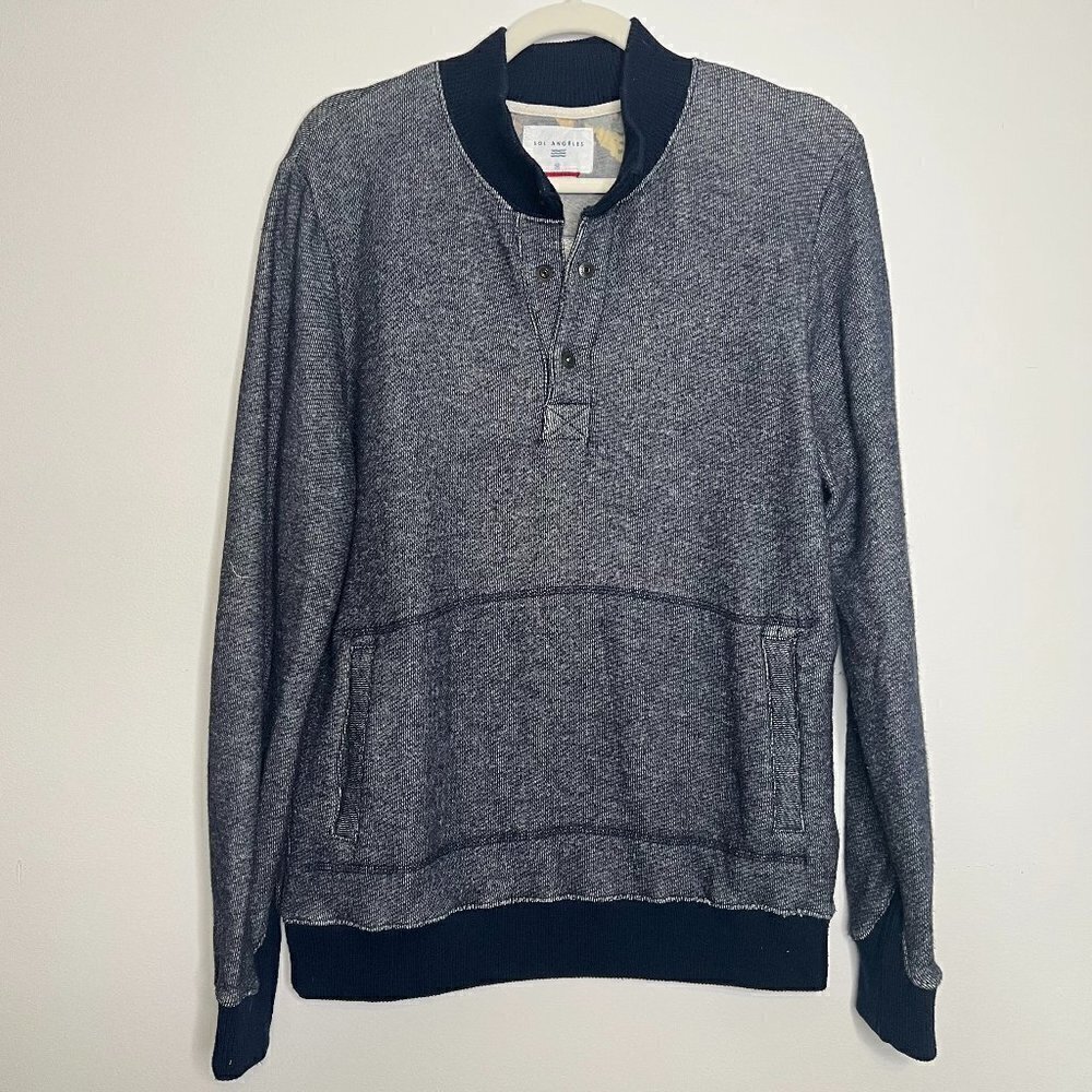 Sol Angeles Popover Kangaroo Pocket Marled Hooded Hoodie Sweatshirt‎